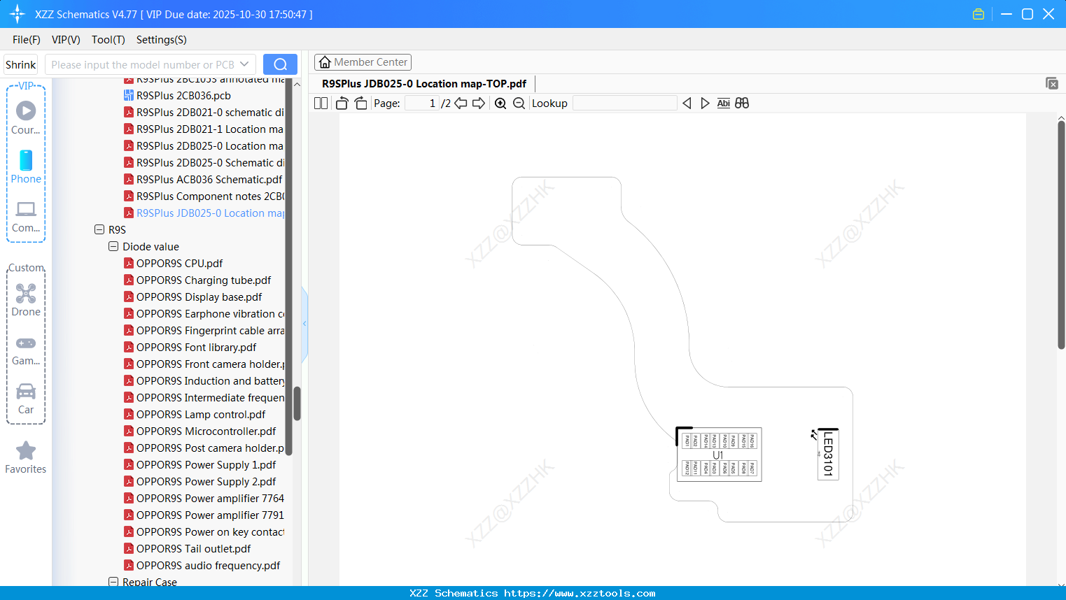 OPPO R9SPlus JDB025-0 Location Map-TOP
